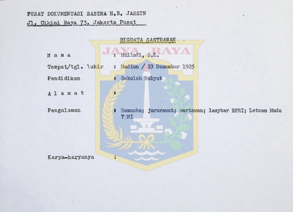 Biodata Sastrawan - Muliadi, S.K.