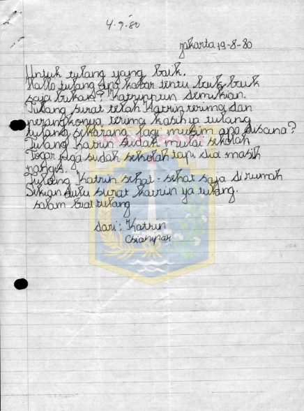 Surat-surat tulisan tangan untuk Pamusuk Eneste (1-19 Agustus 1980)