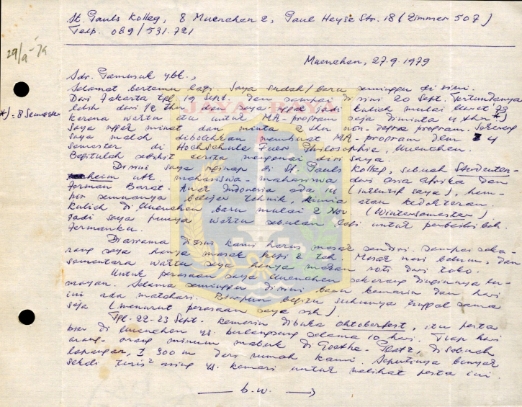 Surat untuk Pamusuk Eneste dari Munchen (27 September 1979)