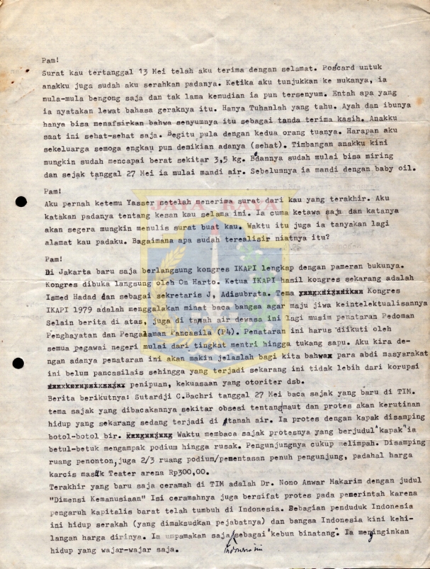 Surat untuk Pamusuk Eneste dari Utjen (31 Mei 1979)