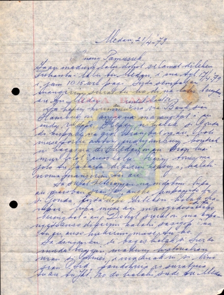 Surat tulisan tangan untuk Pamusuk Eneste dari Medan (21 April 1979)