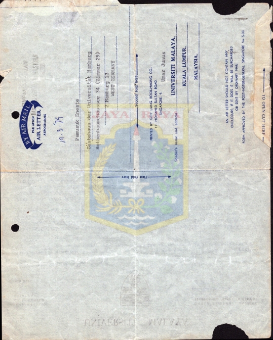 Surat untuk Pamusuk Eneste dari Umar Junus (9 Maret 1979)