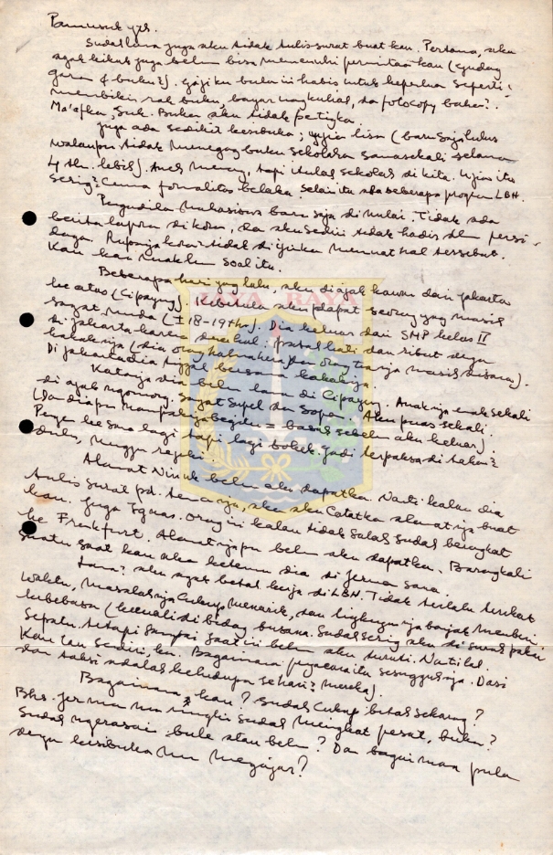 Surat tulisan tangan untuk Pamusuk Eneste (17 Februari 1979)