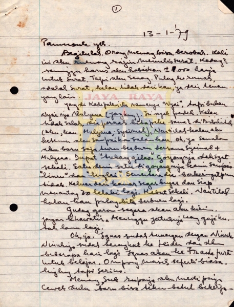 Surat-surat tulisan tangan untuk Pamusuk Eneste (4-13 Januari 1979)