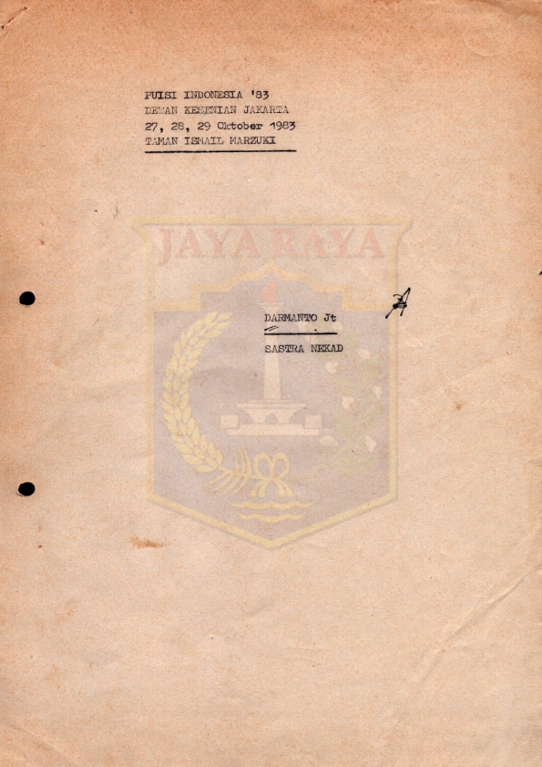 Sastra nekad : Puisi Indonesia '83