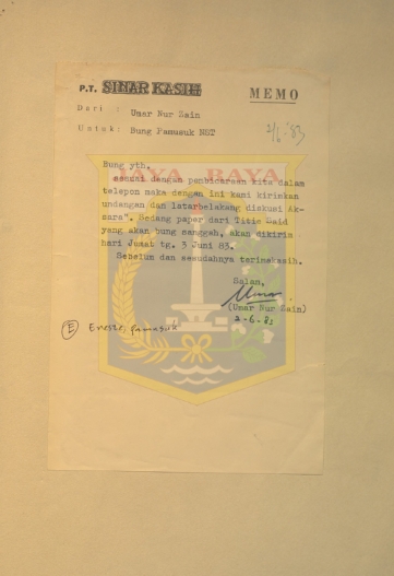 Surat untuk Pamusuk Eneste dari Umar Nur Zain (2 Juni 1983)