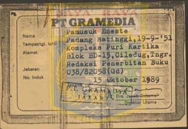 Surat kuasa Pamusuk Eneste kepada Oyon Sofyan (31 Januari 1992)