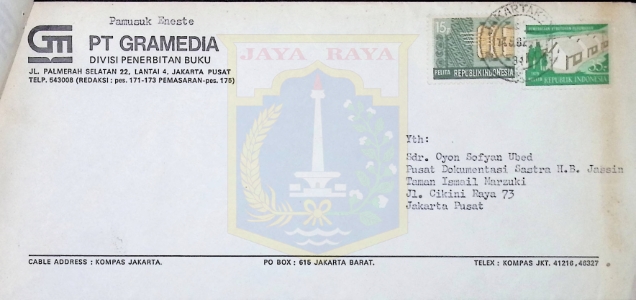 Kumpulan surat Pamusuk Eneste untuk Oyon Sofyan tahun 1982