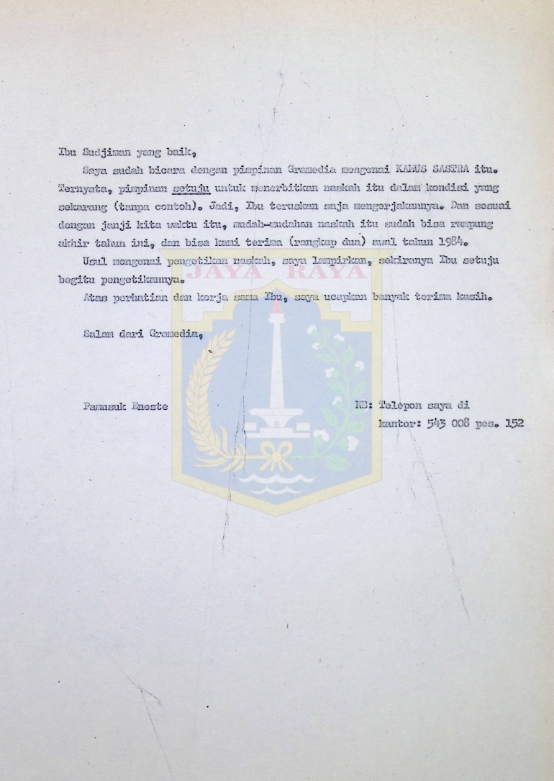 Surat-surat Pamusuk Eneste untuk Panuti Sudjiman tahun 1982