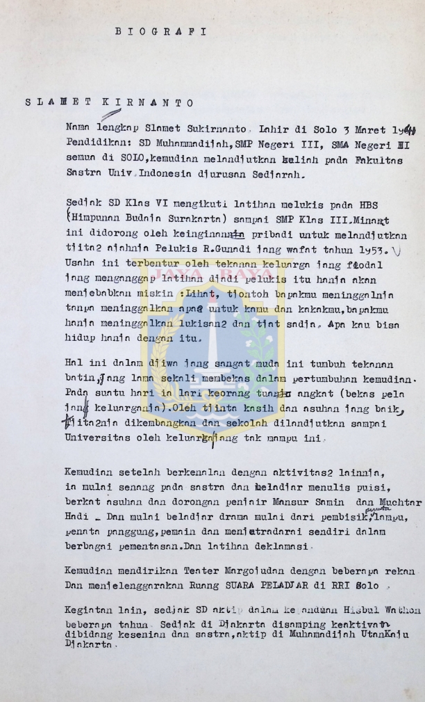Biodata Slamet Kirnanto