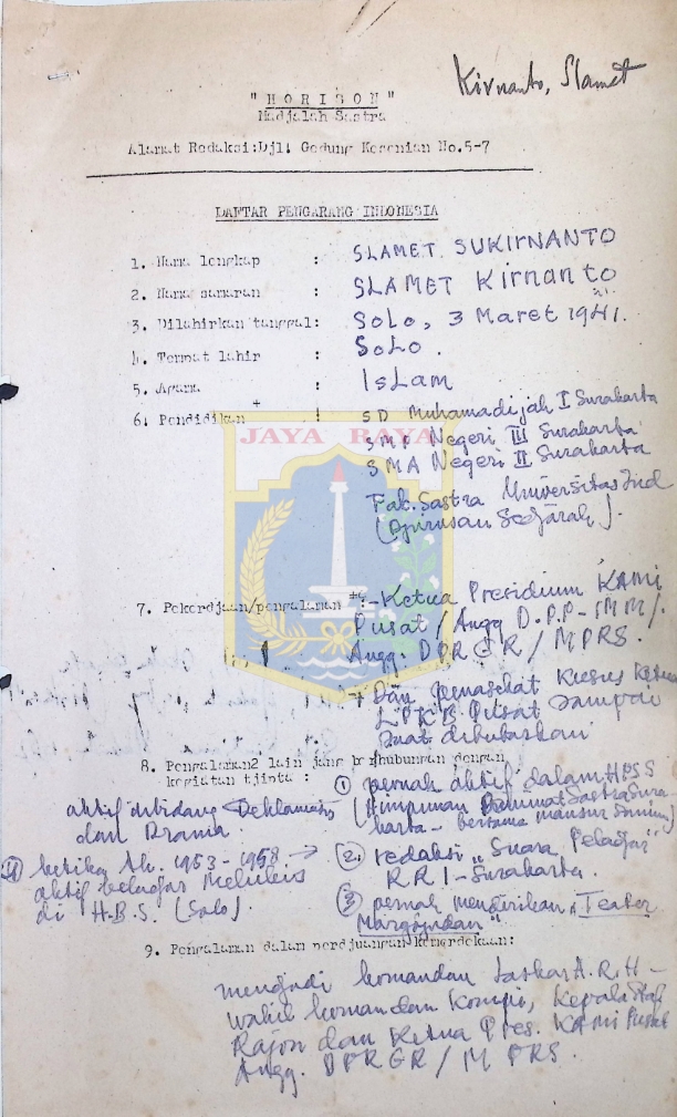 Daftar pengarang Slamet Sukirnanto