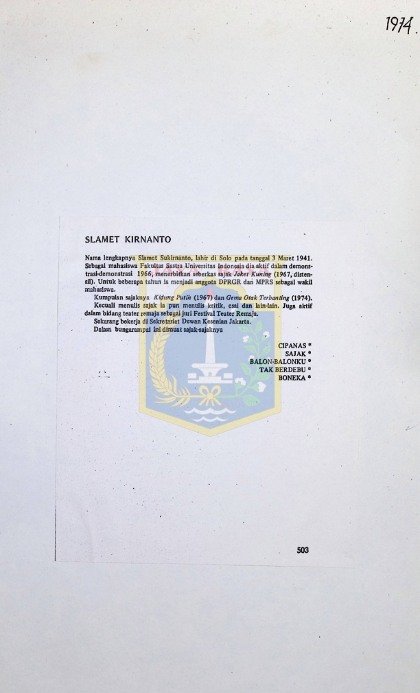 Nama lengkapnya Slamet Sukirnanto