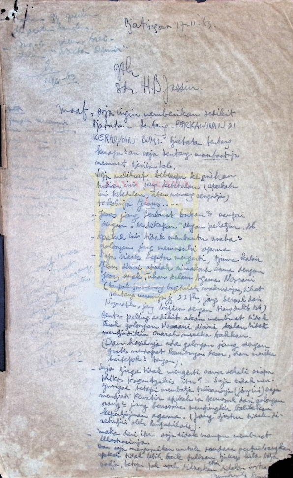 Surat menyurat H.B Jassin tentang "Perkawinan di keradjaan bumi"