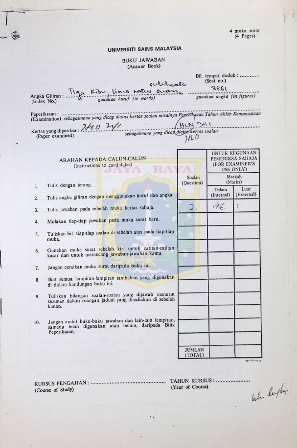 Buku jawaban nomor urut 3561
