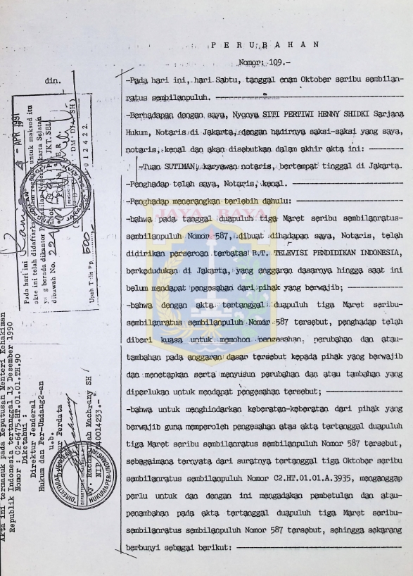 Perubahan Nomor : 109.-