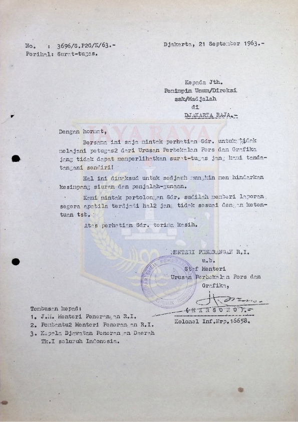 Kumpulan surat dari Kolonel Inf. Harsono