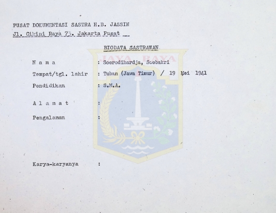 Biodata sastrawan - Soebakri Soerodihardja