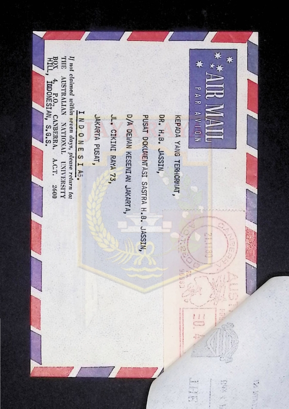 Surat dari David T. Hill untuk H.B. Jassin (21 November 1980)