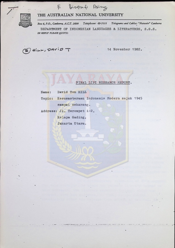 Final LIPI research report (14 November 1982)