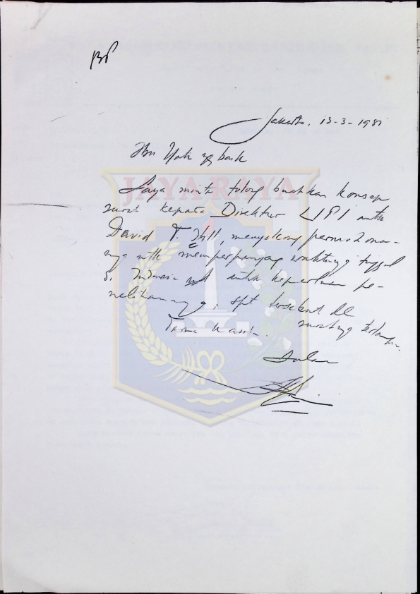 Surat dari Pak Jassin untuk Bu Yati (13 Maret 1981)