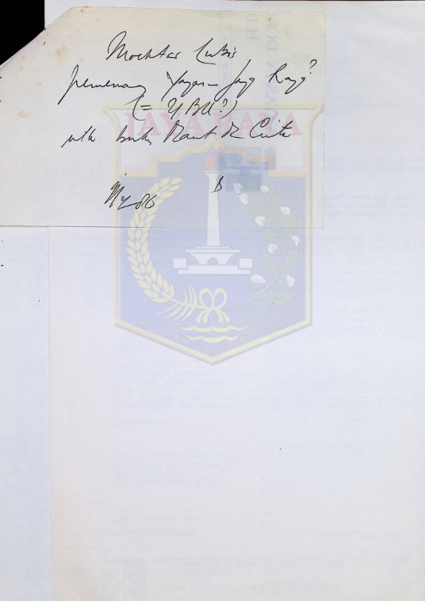 Surat dari David T. Hill untuk H.B. Jassin (2 April 1986)
