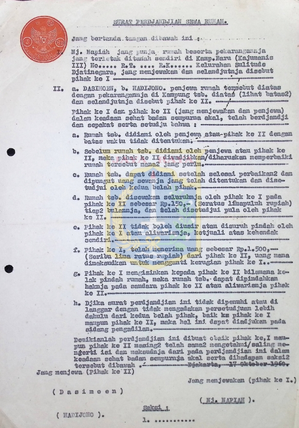 Surat perjanjian sewa rumah