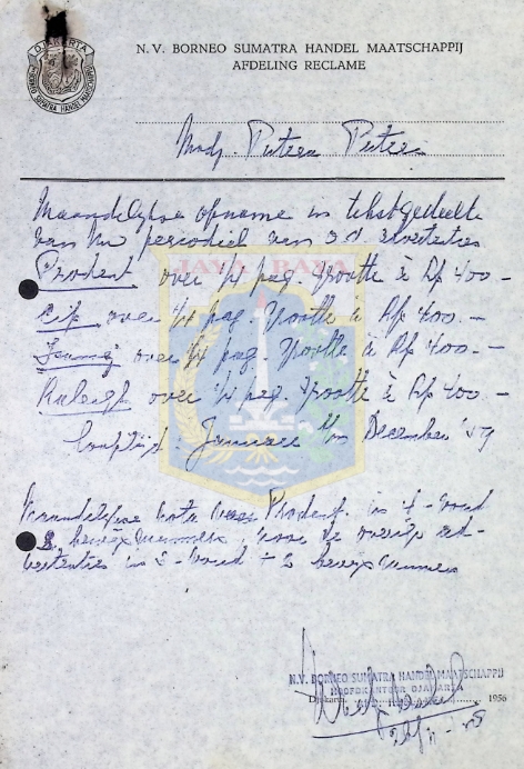 Surat tulisan tangan untuk Majalah Putera Puteri