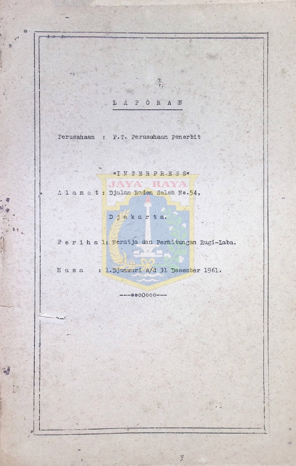 Laporan neraca dan perhitungan rugi-laba P.T. Interpress tahun 1961