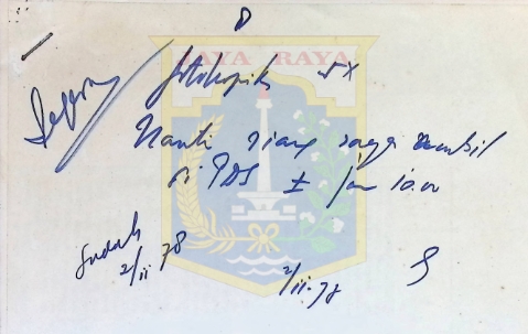 Surat tulisan tangan A.M. Fatwa (20 Oktober 1978)
