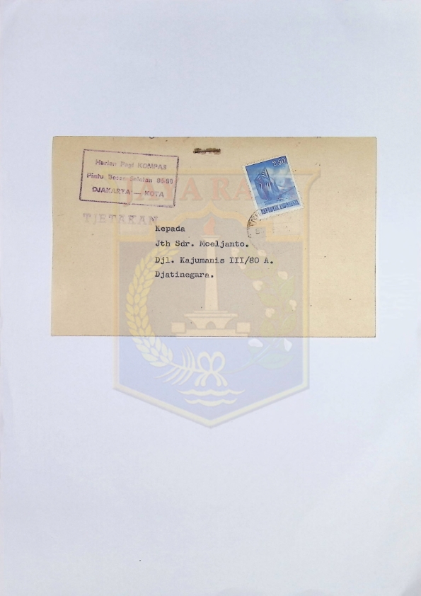 Cetakan surat dari Kompas kepada D.S. Moeljanto