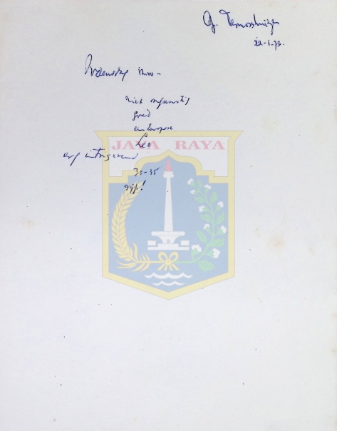 Surat tulisan tangan dalam bahasa Belanda (22 Januari 1973)