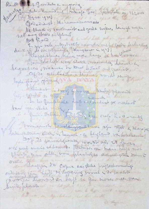 Catatan tulisan tangan H.B. Jassin tahun 1928