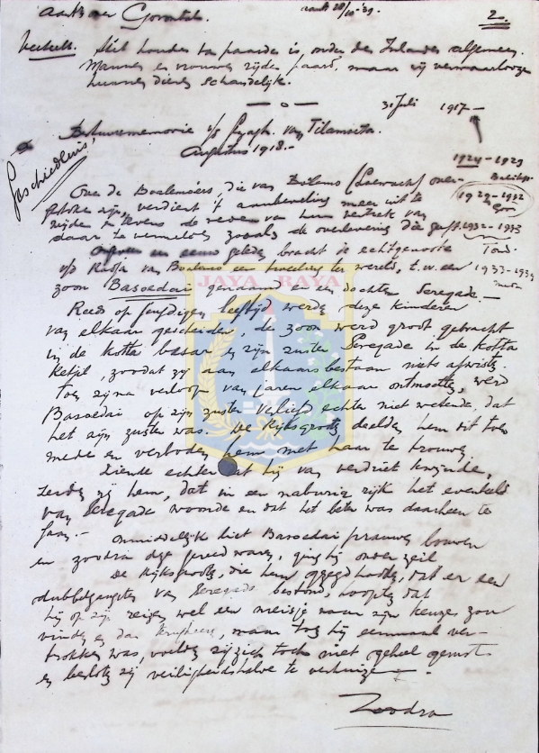 Catatan tulisan tangan H.B. Jassin (28 Oktober 1939)