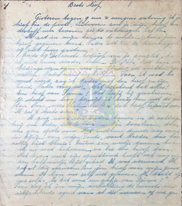 Surat tulisan tangan dalam Bahasa Belanda (4 Oktober 1939)