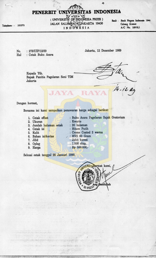 Surat cetak buku acara