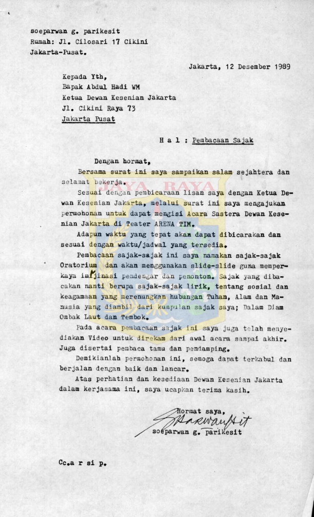 Surat pembacaan sajak