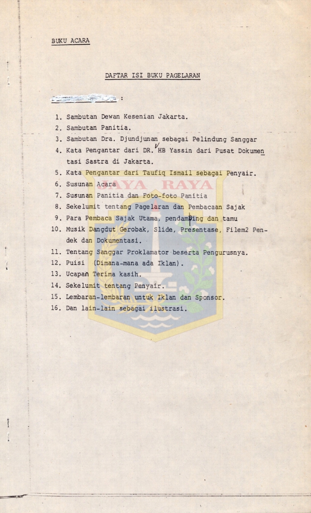 Daftar isi buku pagelaran