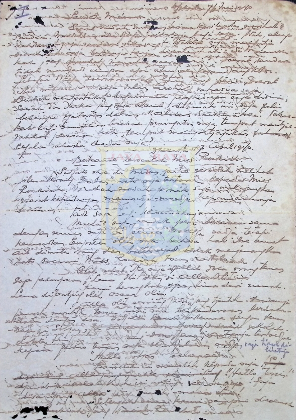 Surat tulisan tangan HB Jassin untuk Ma'amoer tahun 1940