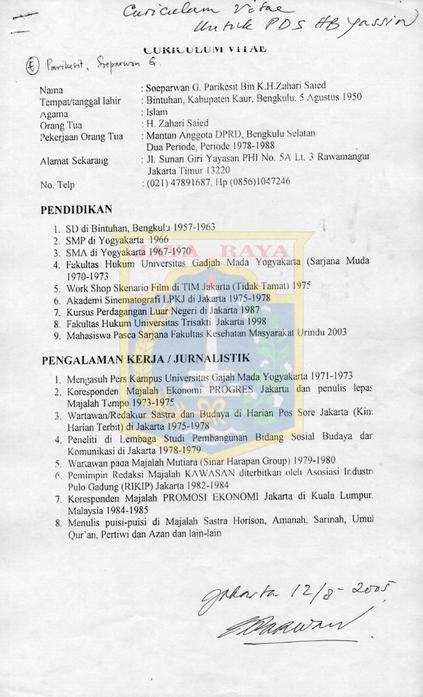CV Soeparwan G. Parikesit
