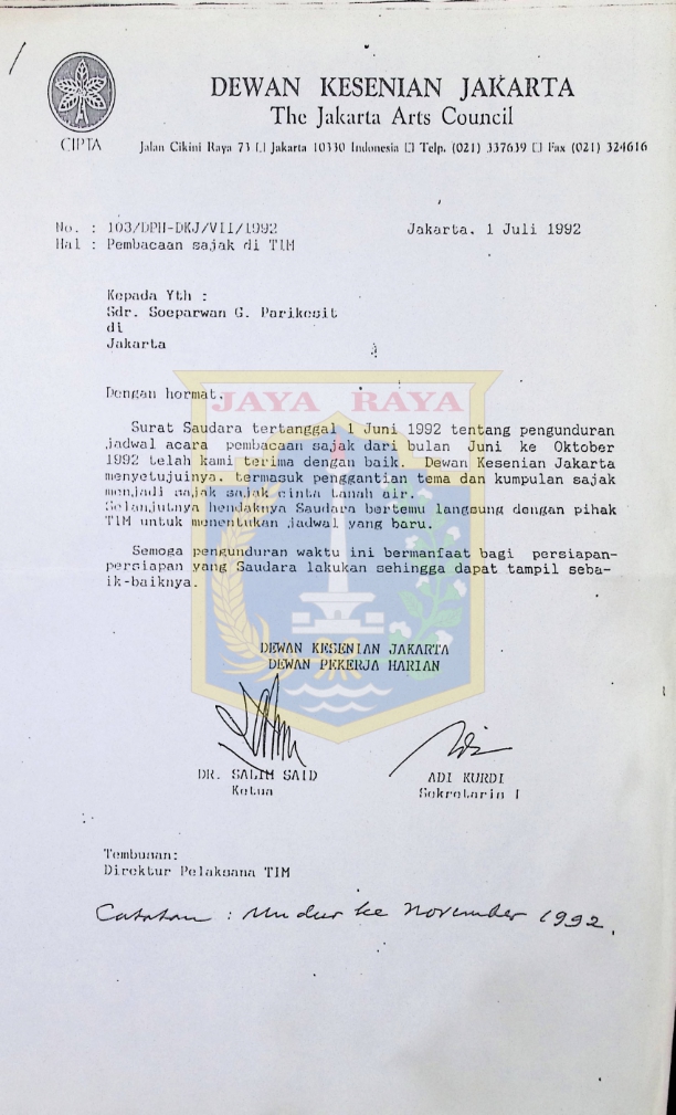 Pembacaan sajak di TIM