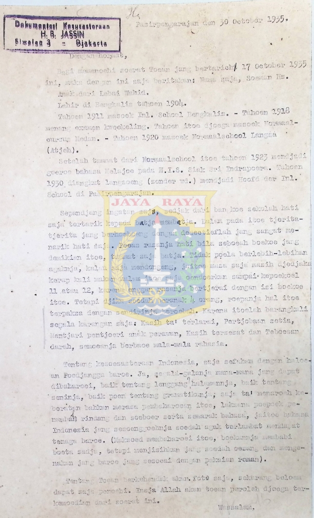 Surat toean jang bertaricht