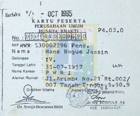 Fotocopy kartu peserta perusahaan umum husada bhakti / Sonja Roesma SKM, Ny. Sofiyah AS.