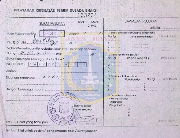 Salinan surat rujukan pelayanan kesehatan perum husada bhakti