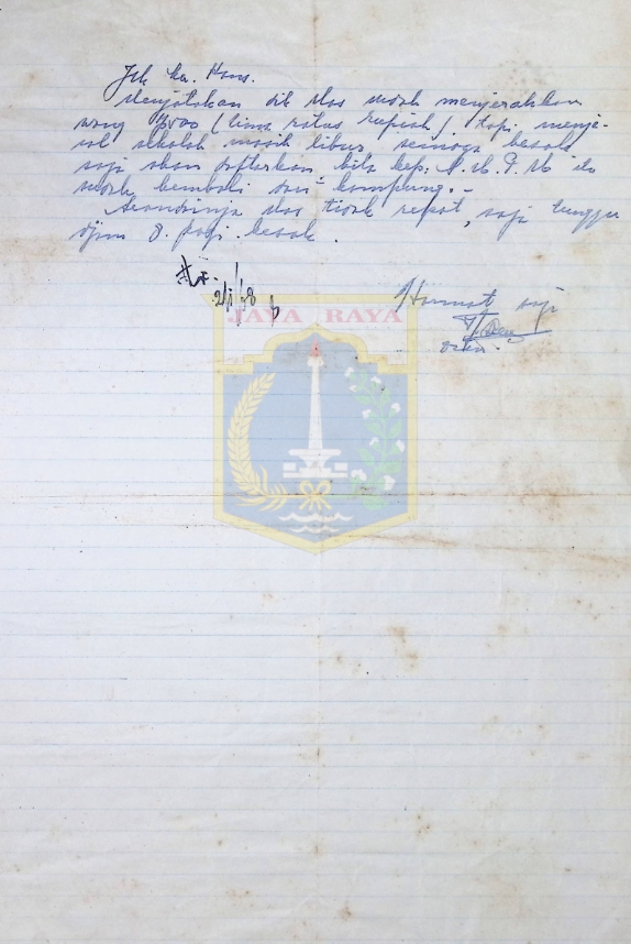Surat tulisan tangan untuk HB Jassin (3 Januari 1968)