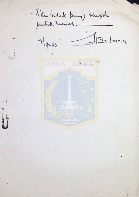Kutipan tulisan tangan HB Jassin tahun 1953