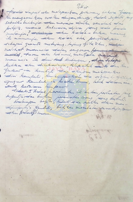 Catatan harian tulisan tangan HB Jassin (17 Mei 1945)