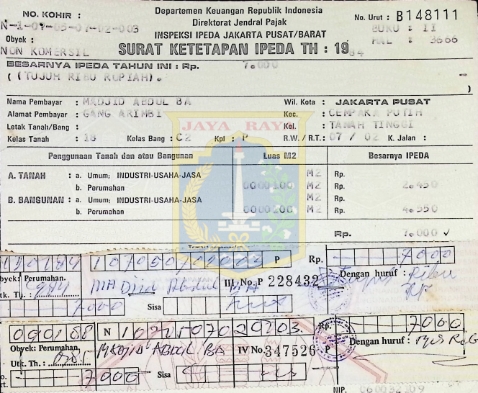 Surat ketetapan IPEDA tahun 1984 Madjid Abdul BA