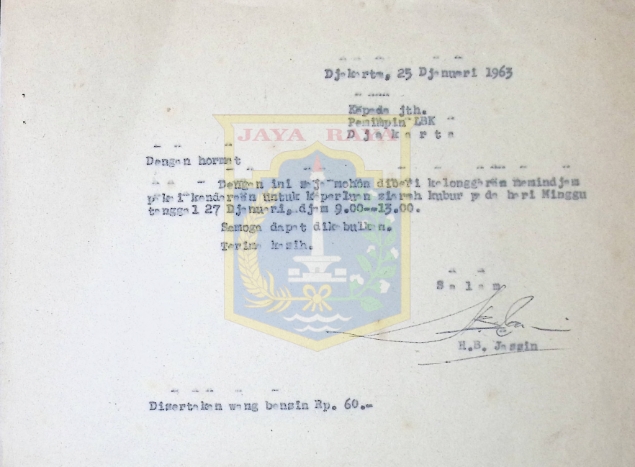 Surat HB Jassin untuk Pemimpin LBK (25 Januari 1963)