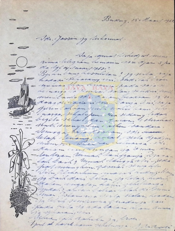 Surat tulisan tangan untuk HB Jassin (15 Maret 1962)