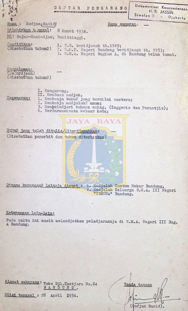 Daftar pengarang - Sofjan Rasid